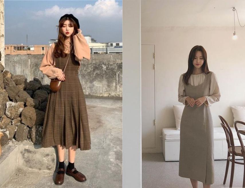 Váy yếm phong cách Hàn Quốc cho nàng công sở