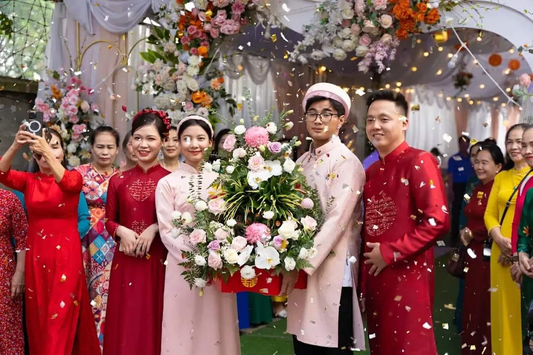 a group of people standing next to each other