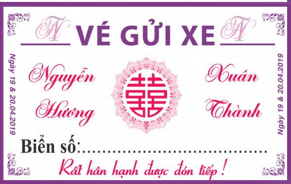 In vé gửi xe máy đám cưới