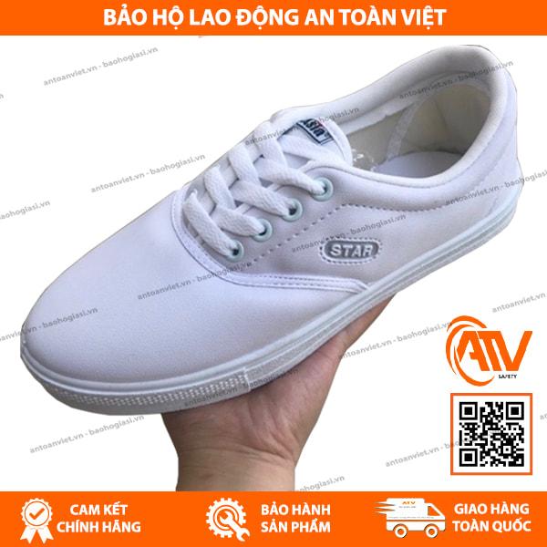 Giày Vải Asia Màu Trắng Có Dây